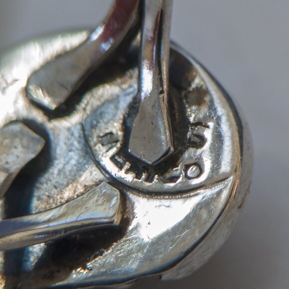 Vintage Mexico Sterling Tiger’s Eye Ring – Leaf & Bead Detail, Size 5.5 - Picture 6 of 8